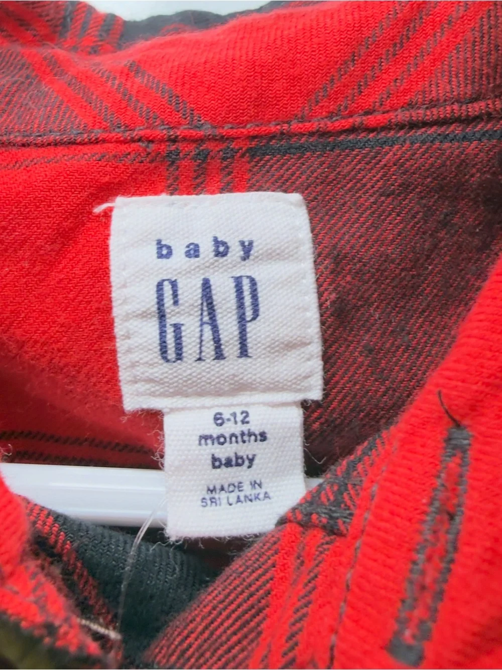Baby Gap Red Black Buffalo Plaid Bodysuit  6-12 Months